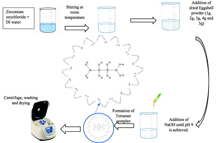 Schematic representation of eggshell added zirconia nanostructures.