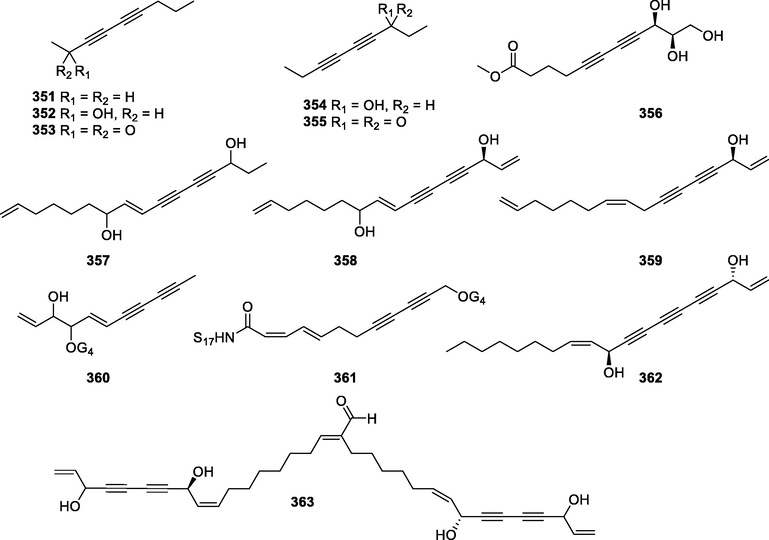 Chemical structures of other linear polyacetylenoids.