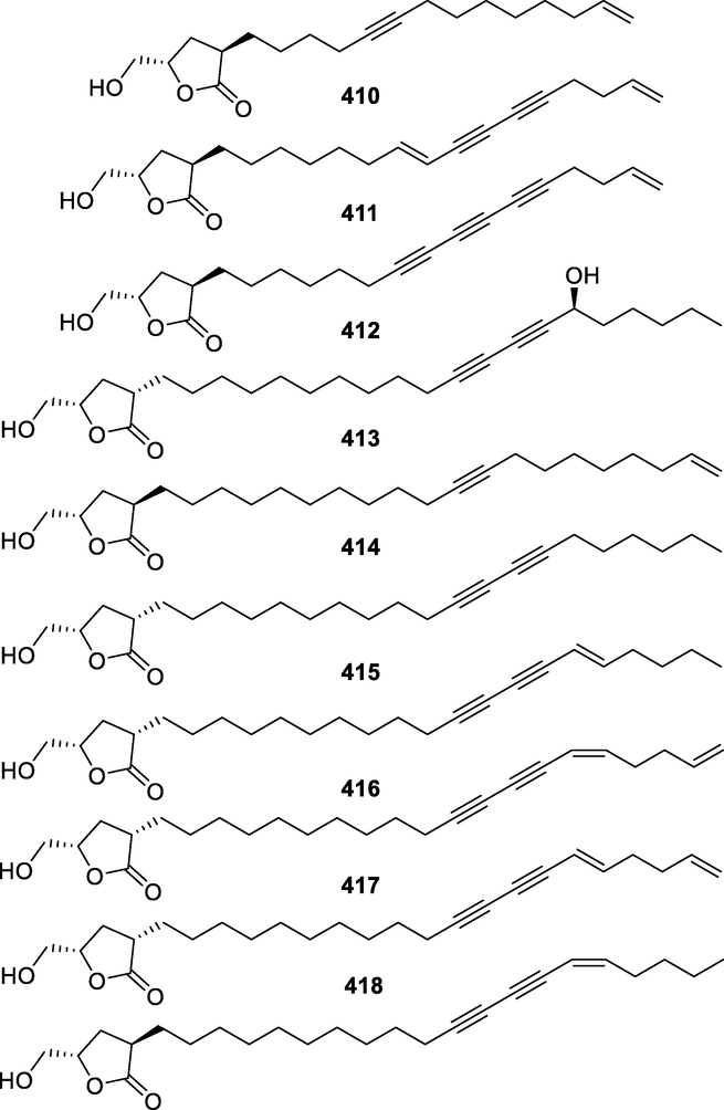 Chemical structures of the monocyclic polyacetylenoids.