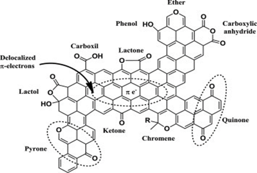 A scheme showing modes of carbon surface modification with oxygenated groups (Lo et al., 2013).