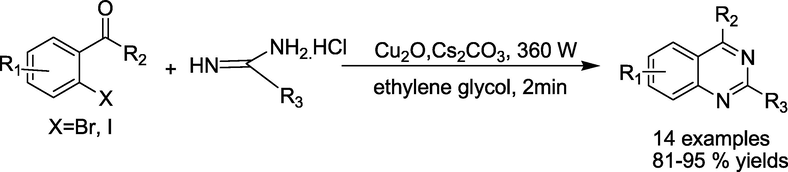 Cu2O–catalysed synthesis of quinazolinone derivatives.