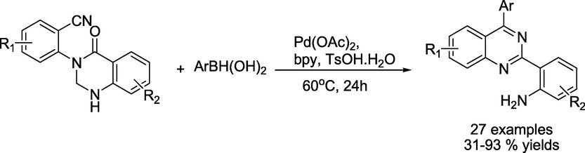 Pd-catalysed synthesis of multi-substituted quinazolines.