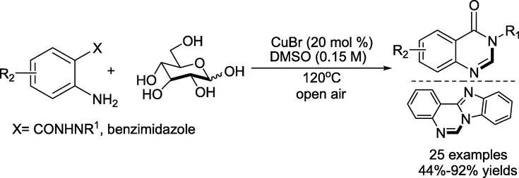 Cu promoted synthesis of 4(3H)-quinazolinones and benzoimidazoquinazoline.