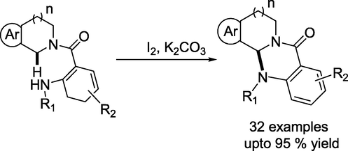 I2-promoted synthesis of Quinazolinone-Fused Tetrahydro isoquinolines.