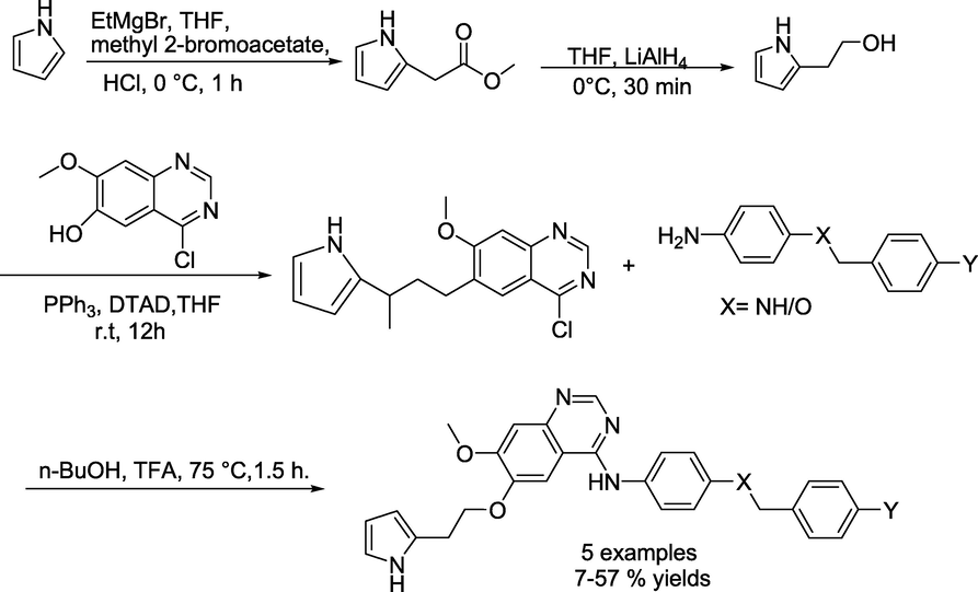 Synthetic procedure for quinazoline analogues.