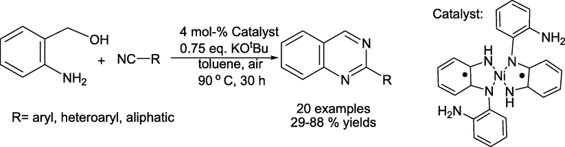 Singlet diradical diamine Ni(II) catalysed the synthesis of arylquinazolines.