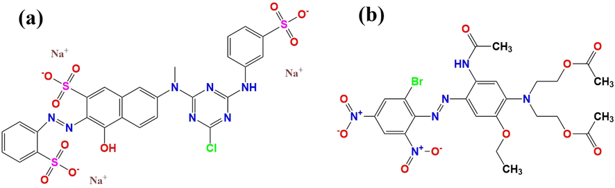 Chemical structures of (a) RO 5 and (b) DB 79.