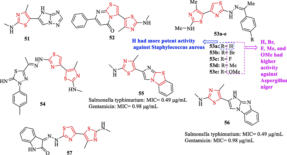 Chemical structures of 41–52, 53a-e, and 54–57 (Althagafi et al., 2019)