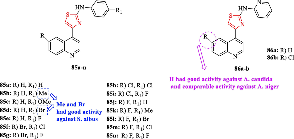 Chemical structures 85a-n and 86a-b (Thakare et al., 2021)