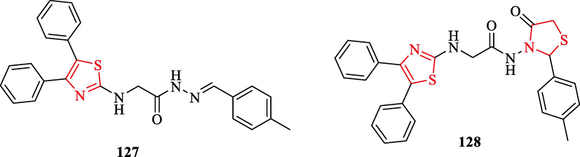 Chemical structures 127–128 (Abdelazeem et al., 2017)