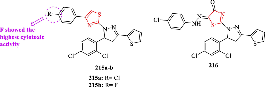 Chemical structures 215a-b and 216(Edrees et al., 2018)