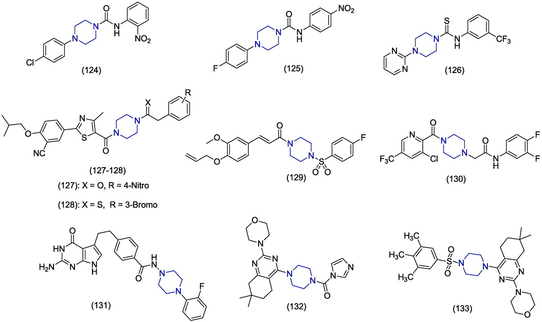 Piperazine-based anti-tobacco mosaic virus, anti-cucumber mosaic virus, and anti-avian paramyxovirus agents.