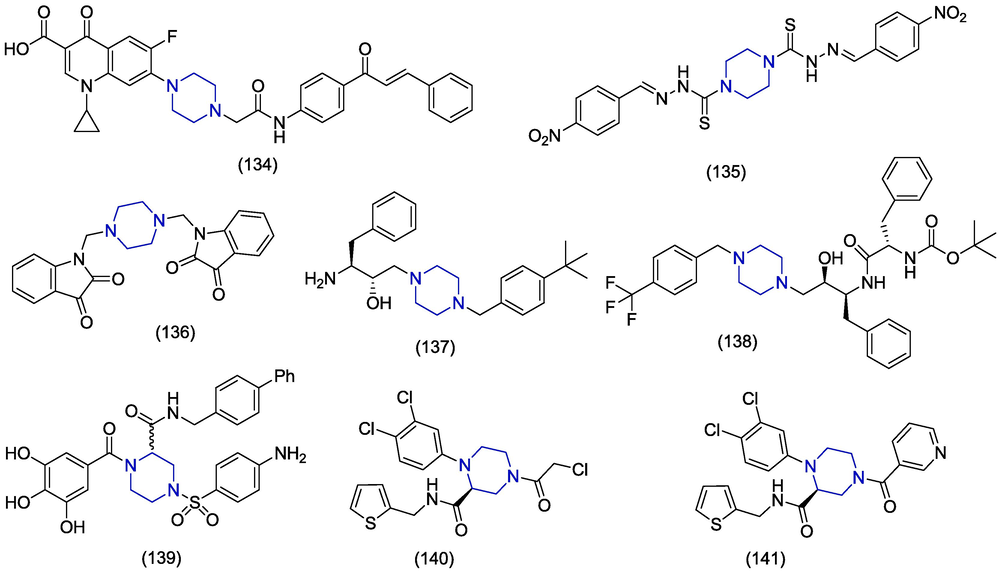 Piperazine-based anti-SARS-CoV-2 compounds.