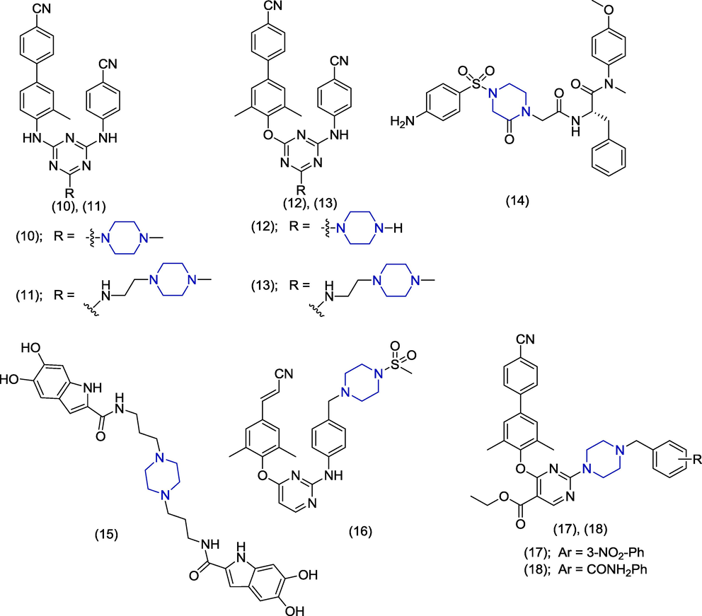 Anti-HIV agents having piperazine core.