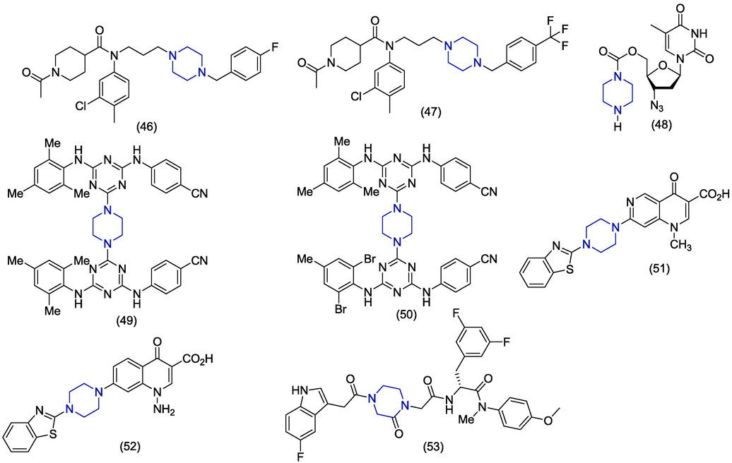 Anti-HIV agents possessing basic skeleton of piperazine.