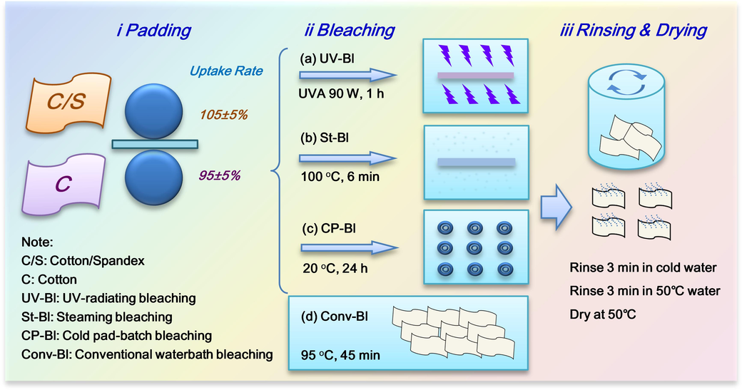 Four bleaching processes for the comparative study.