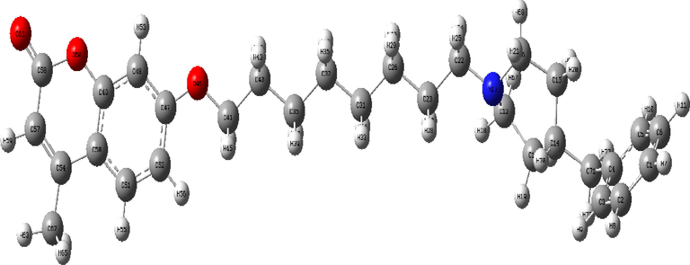 The optimized molecular structure of C3, calculated at the DFT/B3LYP/6–311 ++ G(d,p) level of theory.