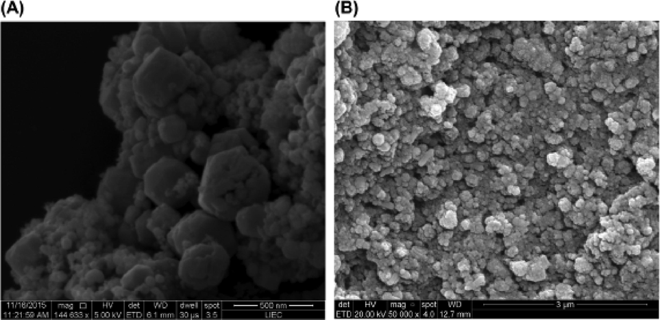 (a) and (b) Surface SEM images of FTO/BaTiO3 (Lilge et al., 2020).