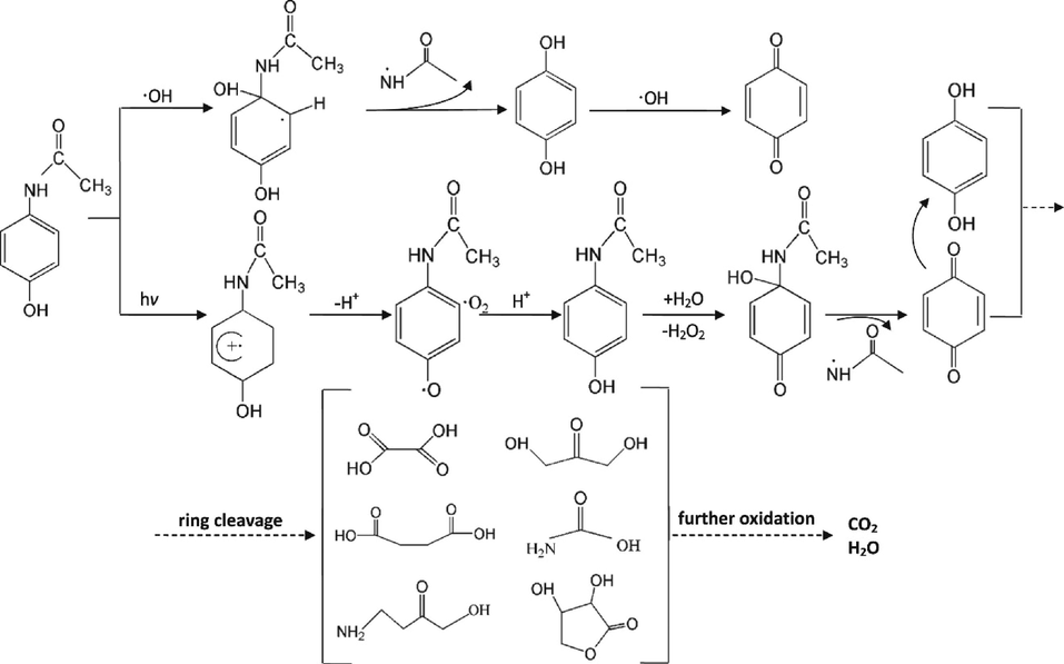 Photocatalytic degradation pathway for acetaminophen (Ace) (Kurniawan et al., 2018).