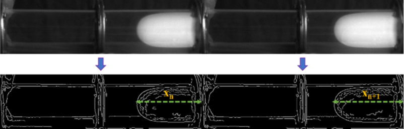 Position of flame front at different times.