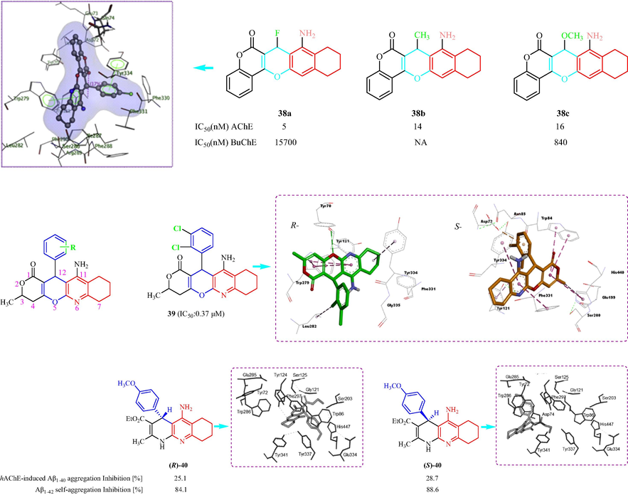 The anti-Alzheimer of structural tacrine-quinoline and related analogs 38–40.