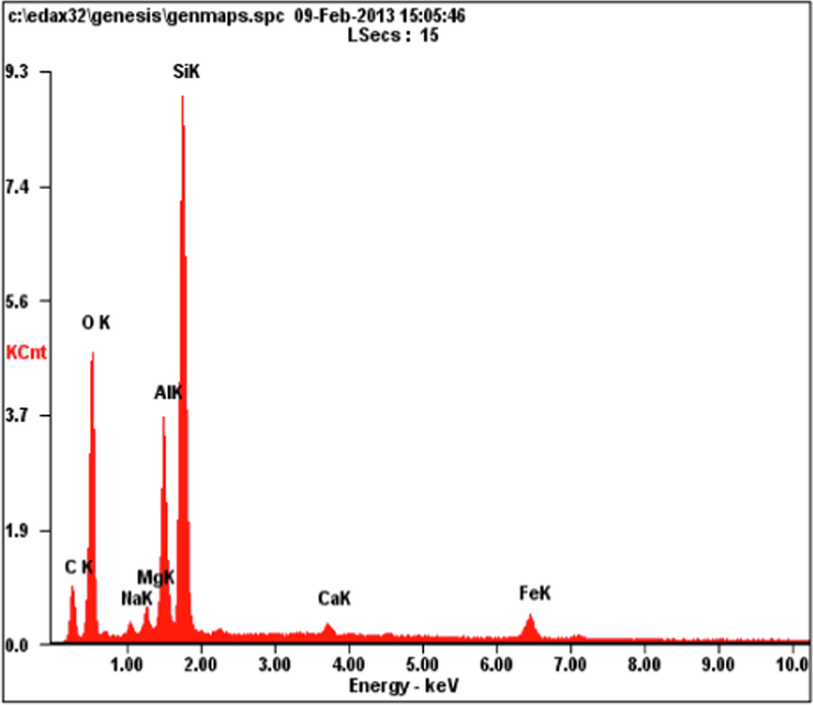 EDS analysis of nano bentonite.