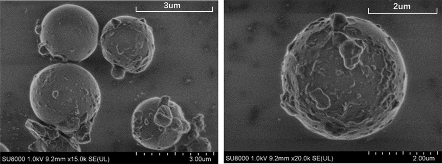 Electron microscopy of the OPME powder.