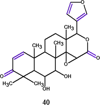 Chemical structure for compound (40): 6α-hydroxydeacetylgedunin. Source: adapted from Pereira et al. 2014.