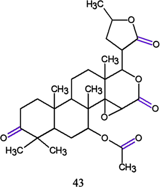 Chemical structure for compound (43): β-photogedunin. Source: adapted from Sarria et al. 2011.