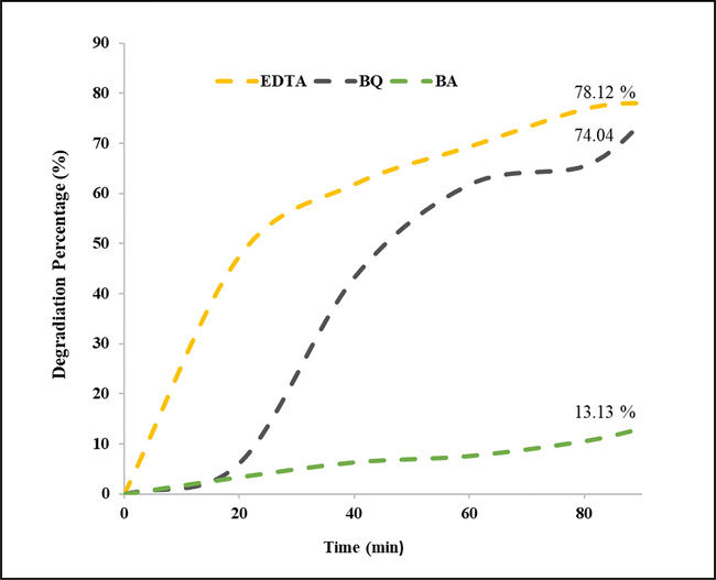 Scavenger experiments for detection of the most active promoter agent.