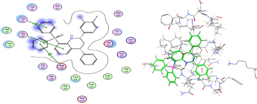 3D docking and 2D of compound C26 and 6G77 protein cancer of lung cancer protein.