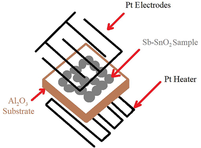 Schematic of the sample for gas sensing measurements.