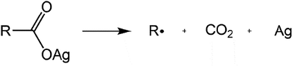 Decomposition of a silver carboxylate.