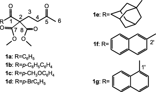 1,5 diketone malonates 1 a-g of this study.