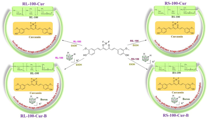 Synthesis route of curcumin fluorescence complexes.