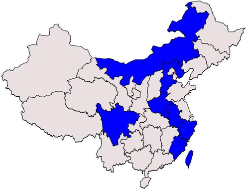 The general geographical distribution of AD in China.