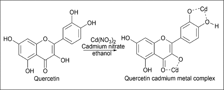 Synthesis of Quercetin cadmium metal complex.