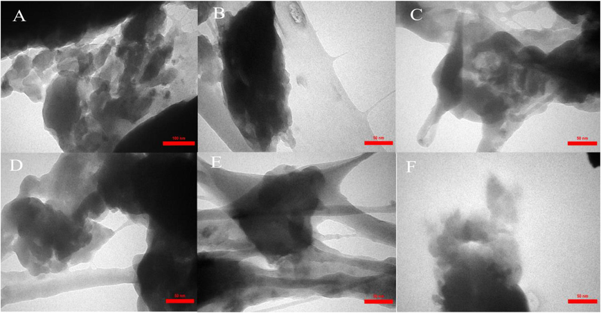 TEM image of IRMOF-3/PSTA/Cu nanocomposite.