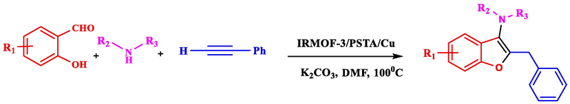 Synthesis of 2,3-disubstituted benzo[b]furans using IRMOF-3/PSTA/Cu.