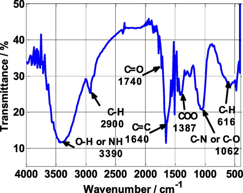 FT-IR spectra of Nettle extract powder.