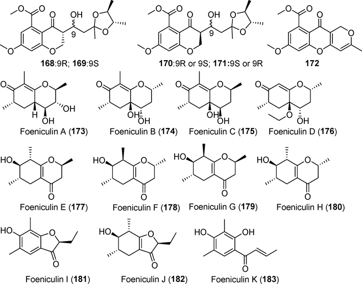 Pyrone derivatives isolated from fungi of the genus Diaporthe (168–183).