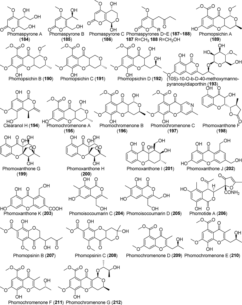 Pyrone derivatives isolated from fungi of the genus Phomopsis (184–212).