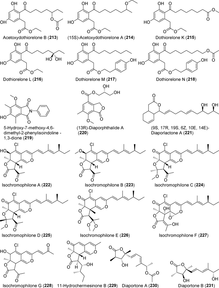 Polyketides isolated from fungi of the genus Diaporthe (213–231).