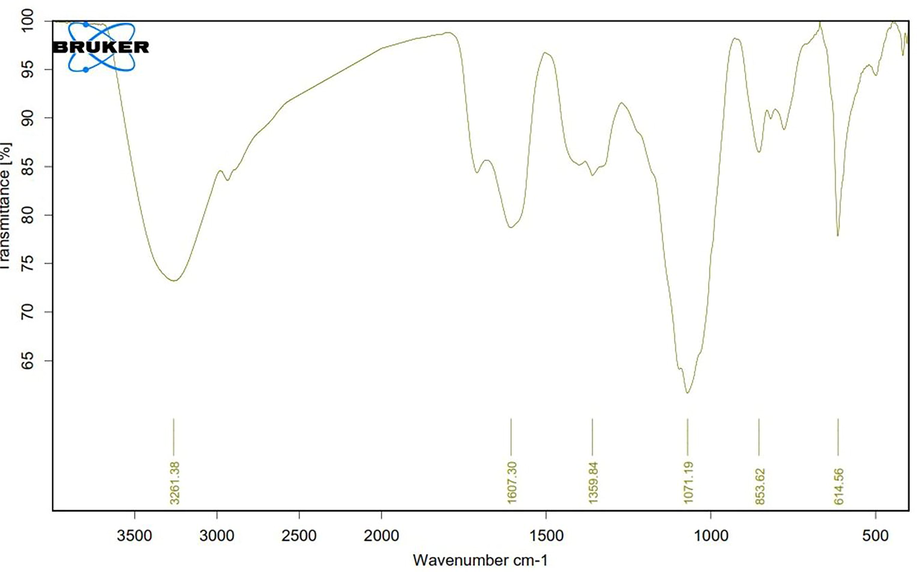 FTIR of SeNPs@CuO nanocomposite.