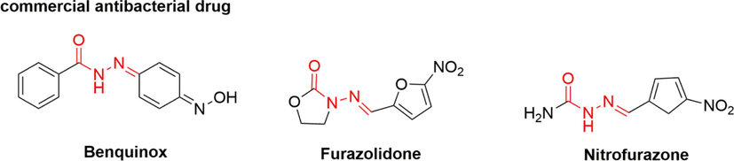 The commercial antibacterial drugs containing acylhydrazone moiety.