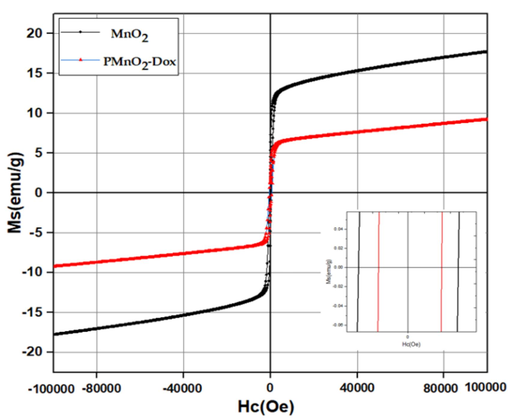 Hysteresis loops of MnO2 NPs and PMnO2-Dox NPs.