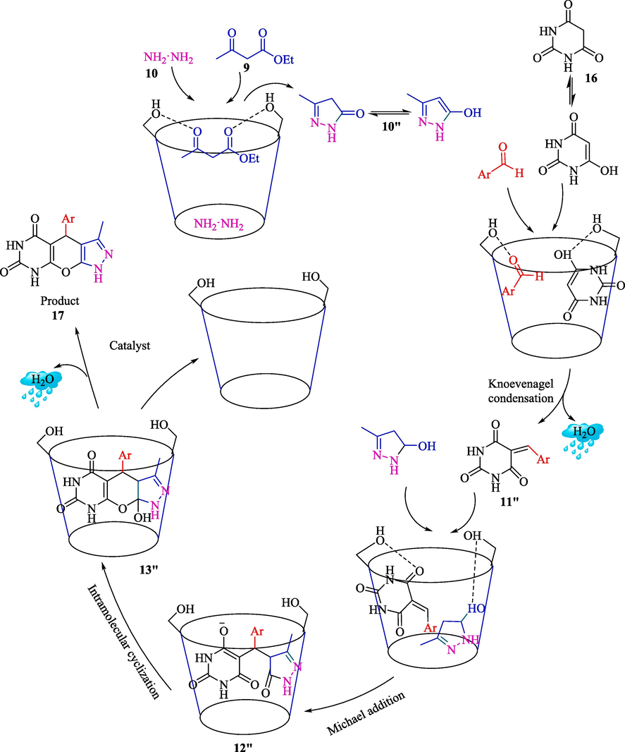 The possible mechanism for one‑pot synthesis of pyrazolopyranopyrimidines.