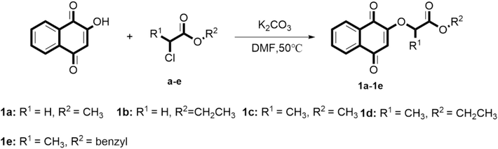 Synthesis route of the target compounds 1a − 1e.