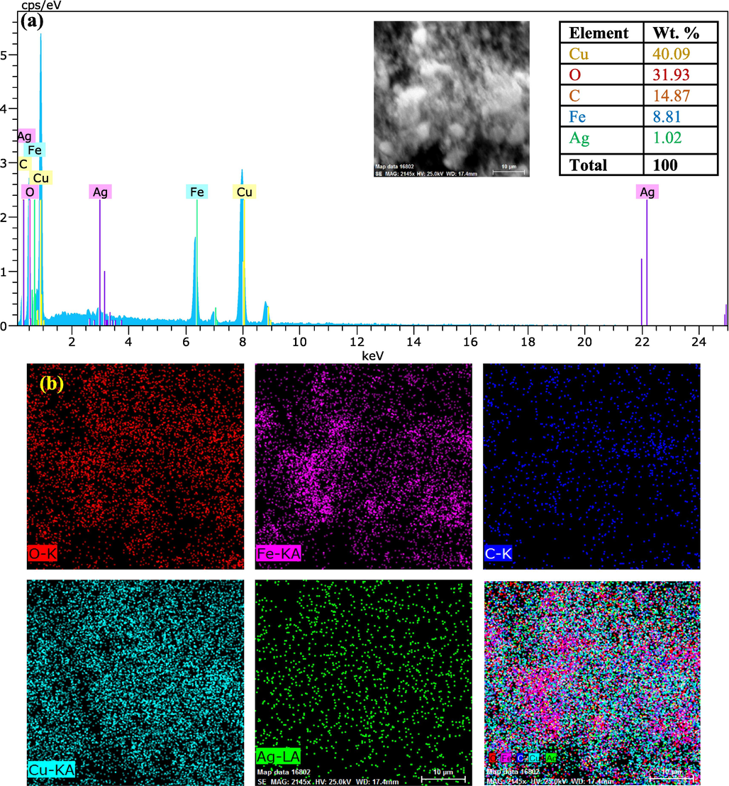 EDS (a) and Mapping (b) of nanocomposite.