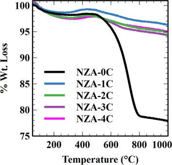 Thermo–gravimetric analysis of spent catalyst samples to study carbon deposition.